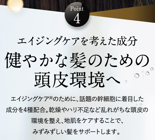 エイジングケアを考えた成分健やかな髪のための頭皮環境へ