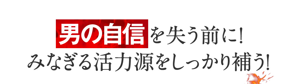 男の自信を失う前に！みなぎる活力源をしっかり補う！